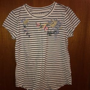 Loft striped floral tee size petite xs
